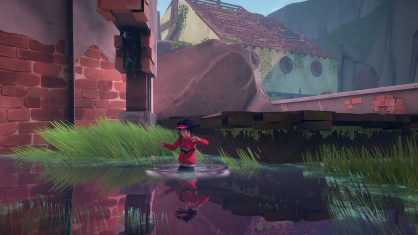 A Pizza Delivery walking through water