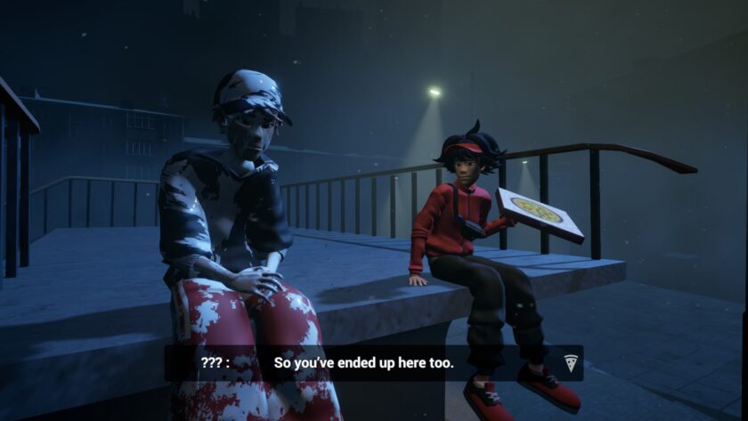 A Pizza Delivery chatting to a NPC