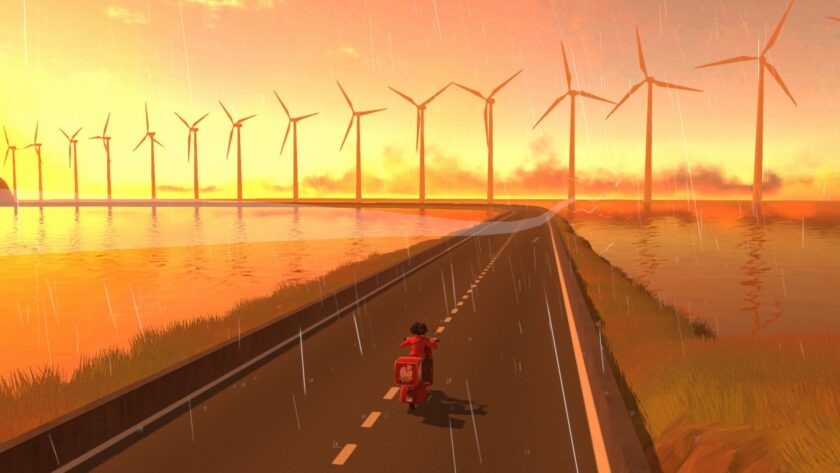 A Pizza Delivery sunset scene