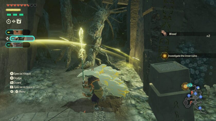 Hyrule Warriors: Age of Imprisonment attacking trees