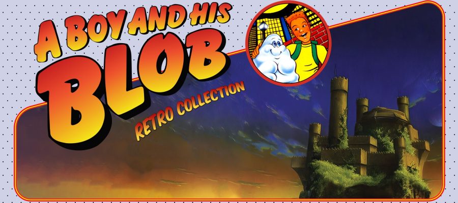 the game title a dark castle can be seen in the background with the picture of the boy and blob