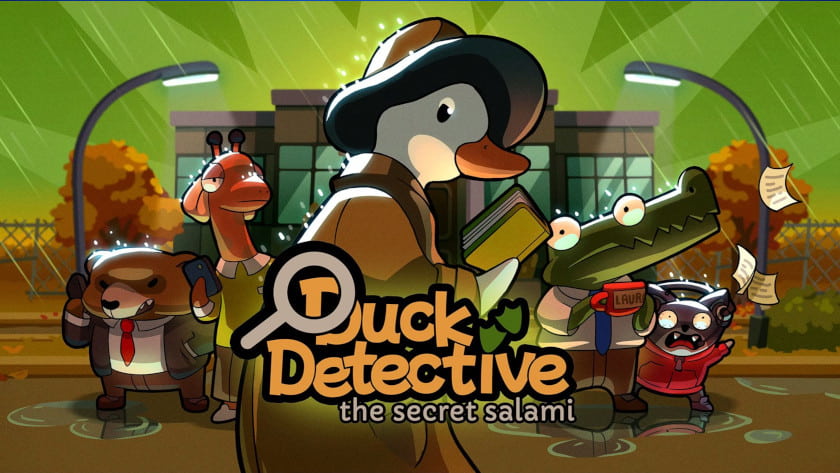 Duck Detective: The Secret Salami logo and key art.