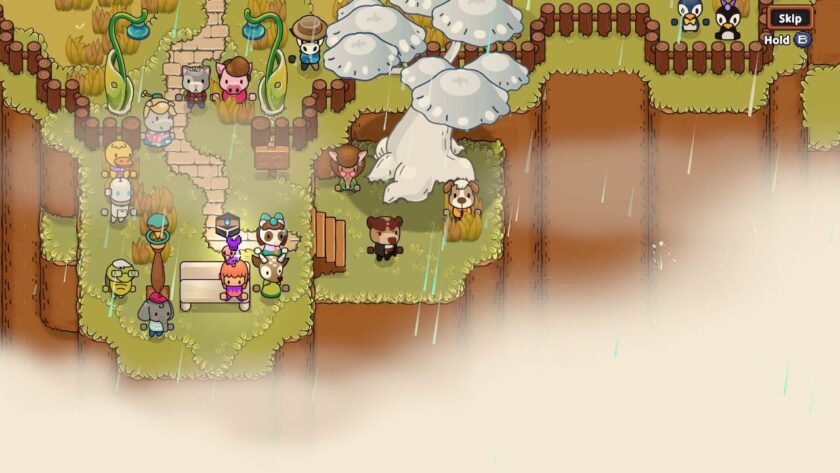 My character sitting on a bench with most of the Everafter Falls residents standing around. Published on: LadiesGamers