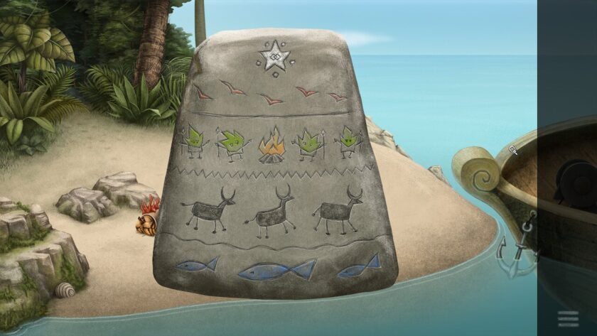 Painting of a totem on a large rock on the beach. Published on: LadiesGamers