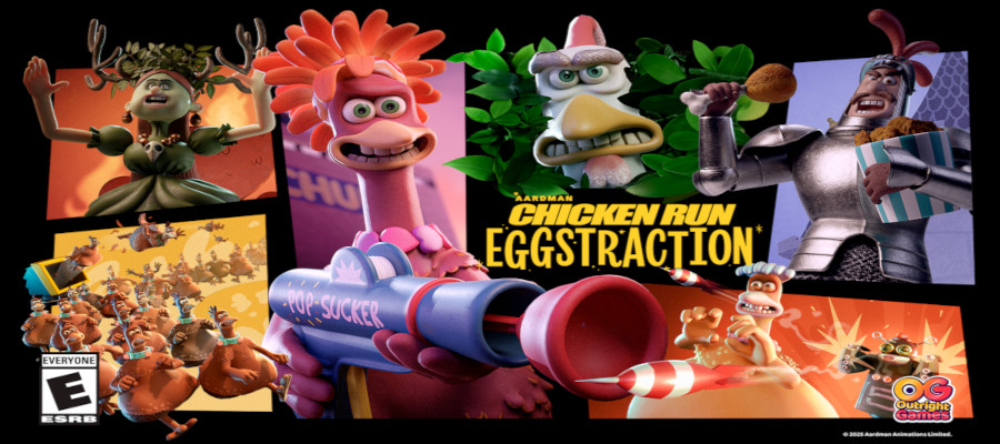 Chicken Run: Eggstraction key art and logo.