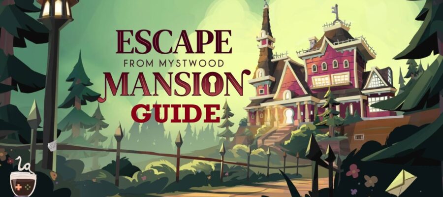 Promotional image for Escape From Mystwood Mansion, with the additional word of guide.