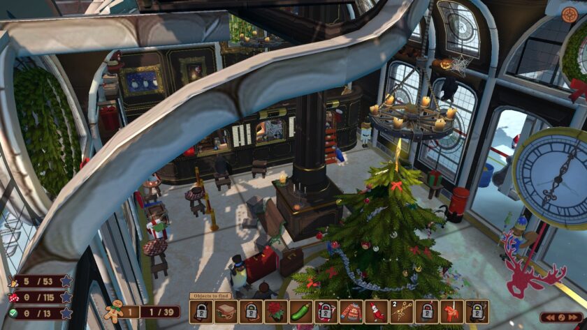 Screenshot for video game Fantastic Findings, showing the central hall in the station, published on LadiesGamers.com