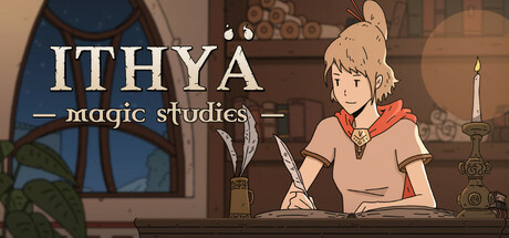 Promotional artwork for Ithya Magic Studies, showing a blond haired woman sitting in a room writing. Published on LadiesGamers