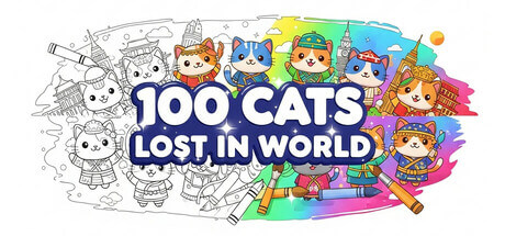 100 Cats Lost in World Find & Color on a white and colorful background with cats in national clothes from around the world. Published on LadiesGamers