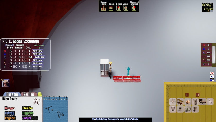 A woman standing by a shower inside the Home Domes with a toilet trying to be built next to her.