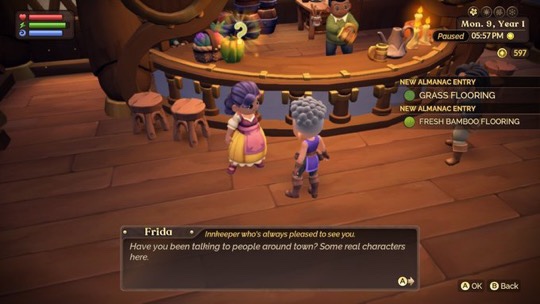 image chows the games character chatting to an NPC in the Inn