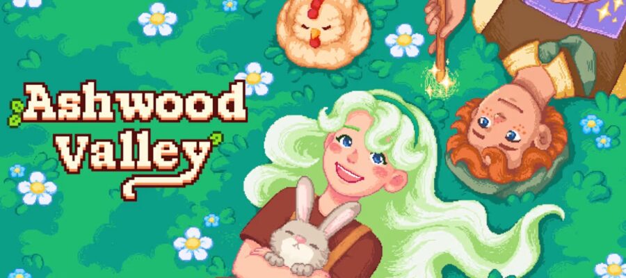 Promotional artwork for Ashwood Valley with Luna and Draco lying on the grass. Published on LadiesGamers