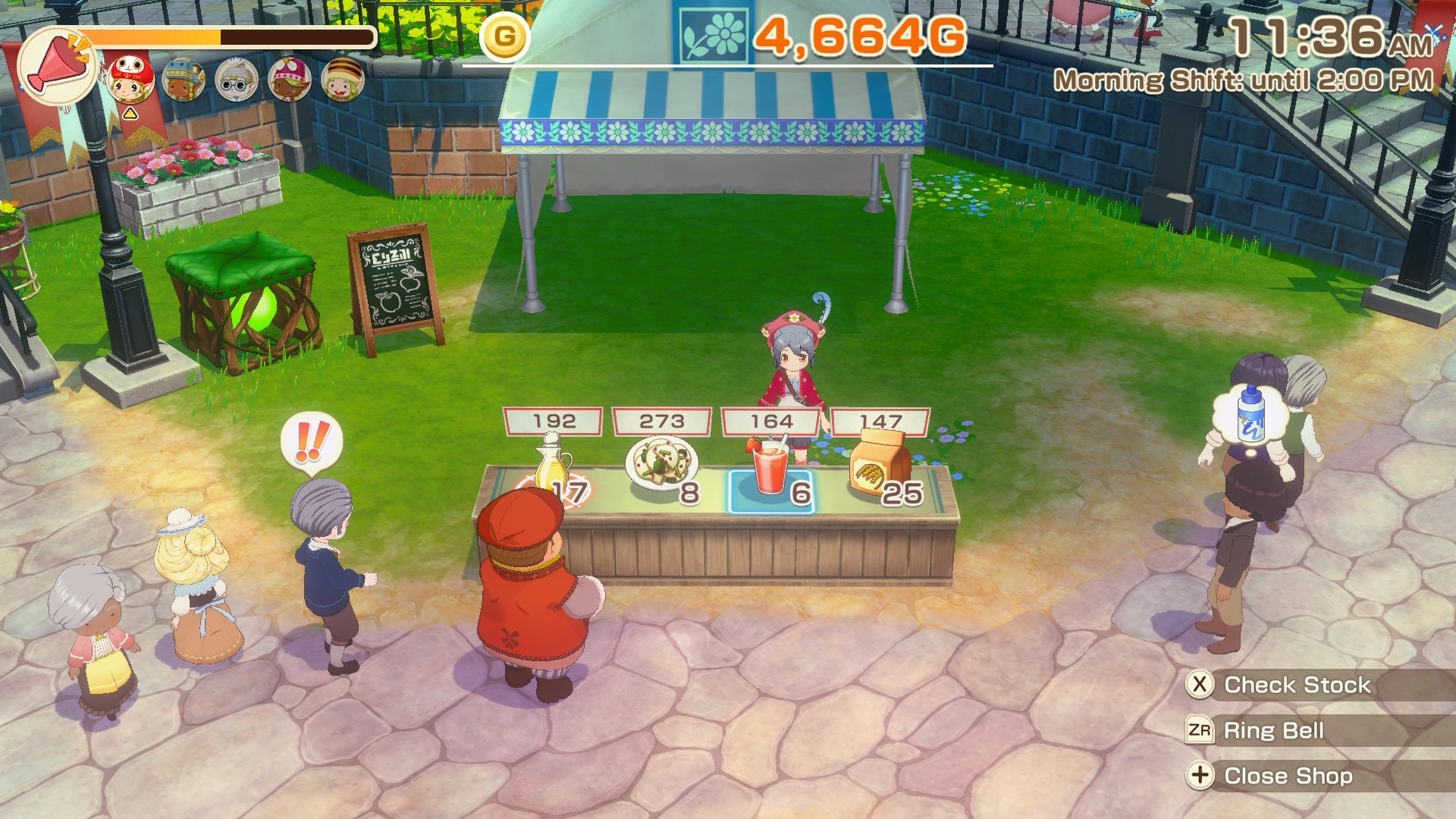 The stall in the bazaar is shown, with the items for sale and customers lining up. Published on LadiesGamers