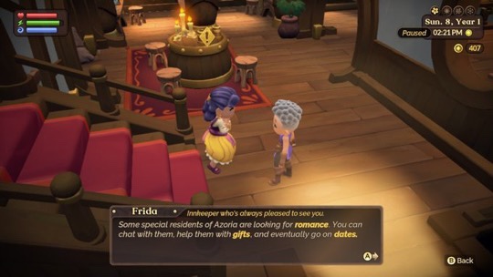 talking to an NPC in the town hall