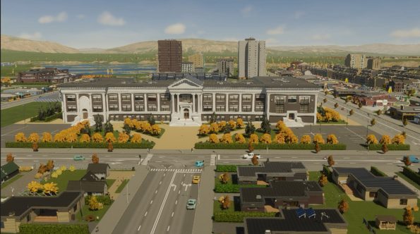 University building in the middle of a city