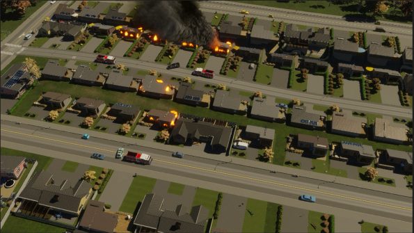 fire in a residential area in the city