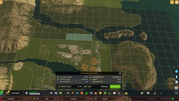 purchasing a new map tiles in cities skylines II