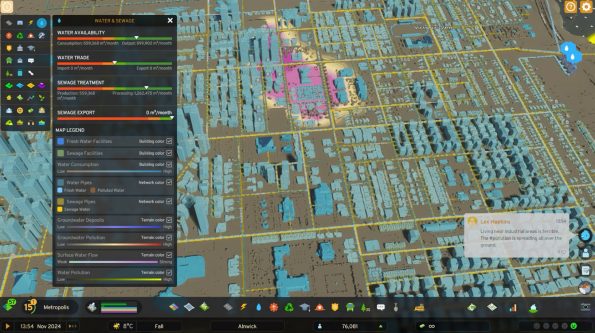 info showing the water and sewage pipes under the roads