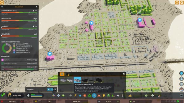 education screen from cities skylines II