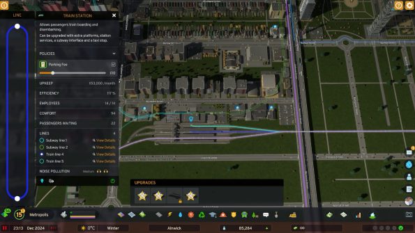 image shows a Train route looping back to the station