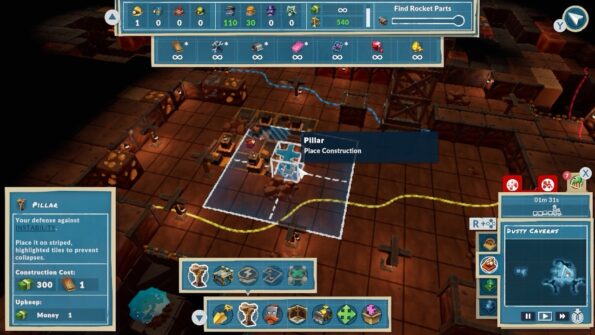 Placing a support to stop the mine roof collapsing