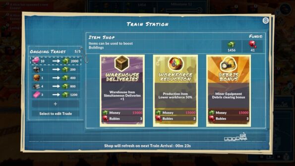 Buy items at the train station to give your city bonuses