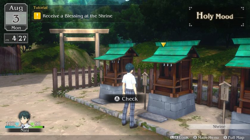 Nini is standing at the middle shrine of three in the Shrine location