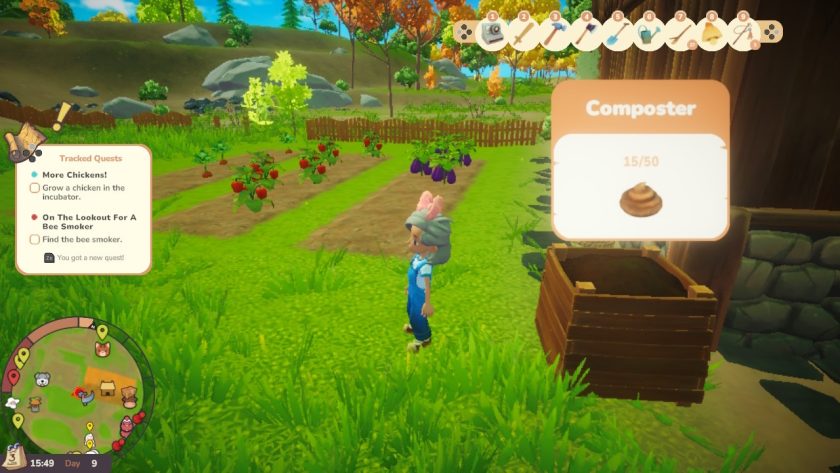 the compost bin in the field, where you can deposit poop