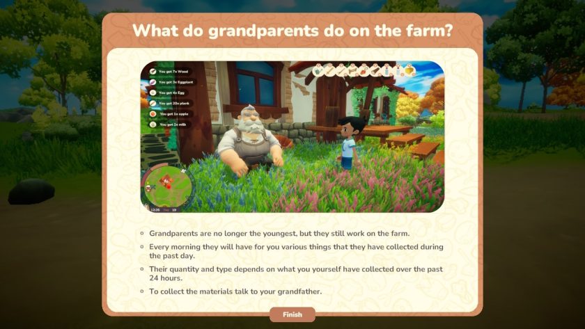 One of the first tutorials is shown about grandpa and what he will teach you