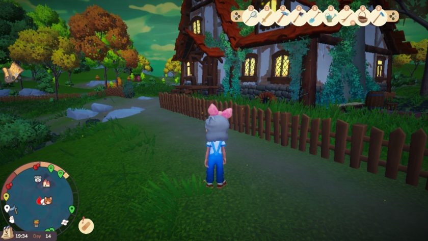 Little YvoCaro at the farm. The Stamina wheel is in the left bottom corner, surrounding the mini map