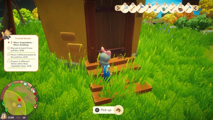 you are on the steps to the broken mill, where there's a couple of gloves lying about