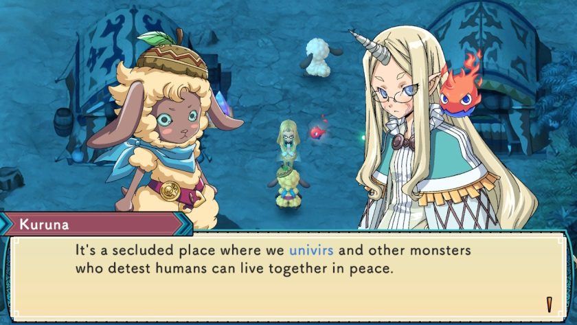 The protagonist meets Kuruna, from the Univirs settlement. She tells them that they detest humans