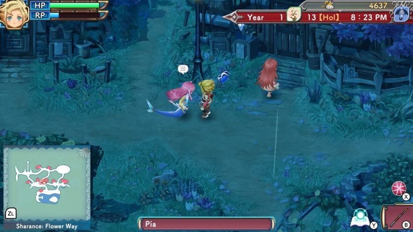 The protagonist out in the rain, and Pia in her mermaid form