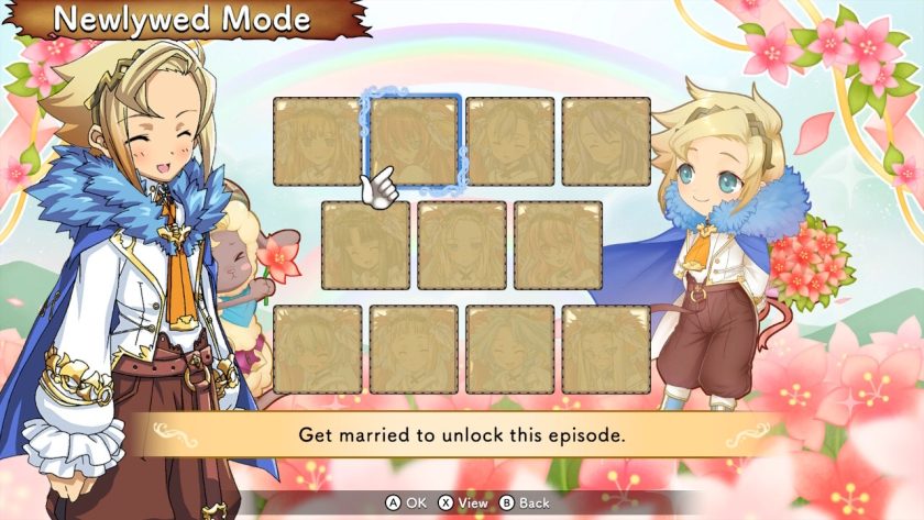 The game has a story mode and a Newlywed mode, we see the screen of the newlywed mode