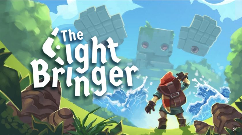 Promotional image for The Lightbringer showing the main character in front of a stone giant. Published on LadiesGamers