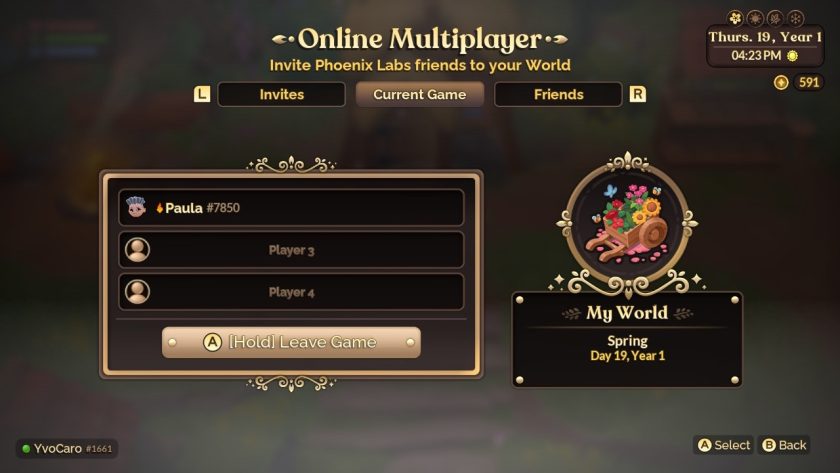 online multiplayer screen where you can click leave to leave a player farm