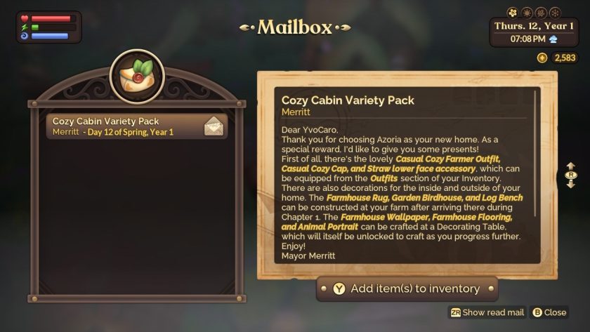 The letter in your mailbox telling you what is in the Cozy Cabin Variety Pack