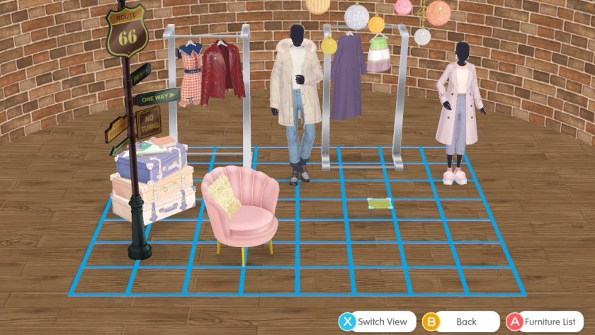 The grid where I can place my items and clothes in my showroom
