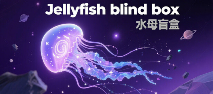 Promotional image for Jellyfish blind box 水母盲盒 showing a large jellyfish. Published on LadiesGamers
