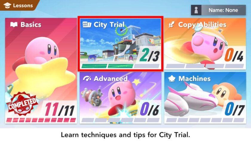 The lessons menu, with five sections containing a different number of lessons depending on the section. Published on LadiesGamers