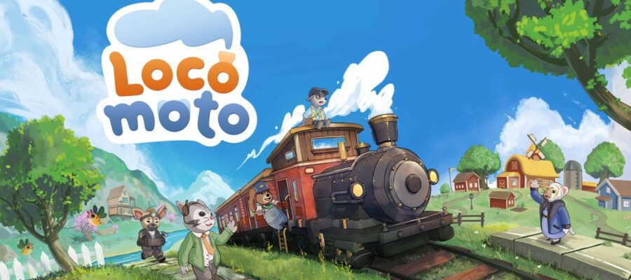 Promotional artwork for Locomoto with lots of cute animals and a train. Published on LadiesGamers