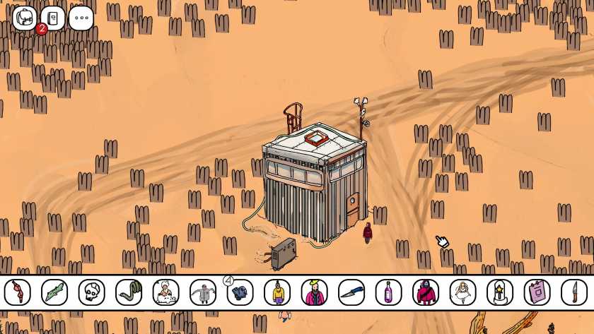 A bunker-looking building sits in the middle of a desert in OVERLOOK.