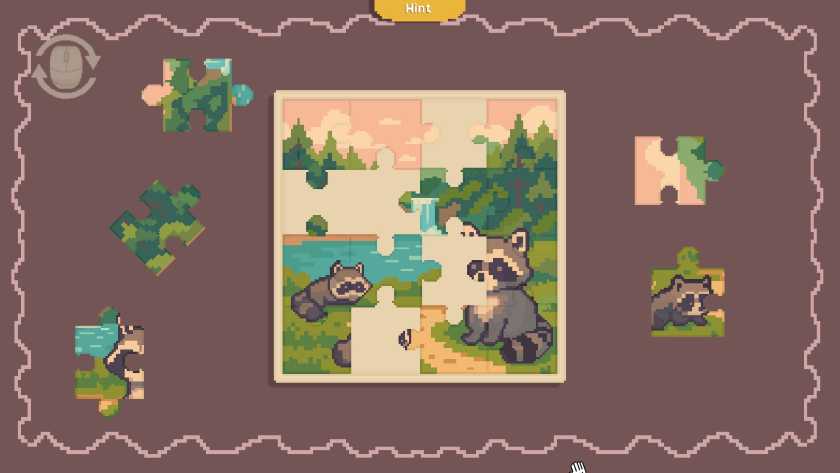 A jigsaw puzzle in Racoon Cocoon. Published on LadiesGamers