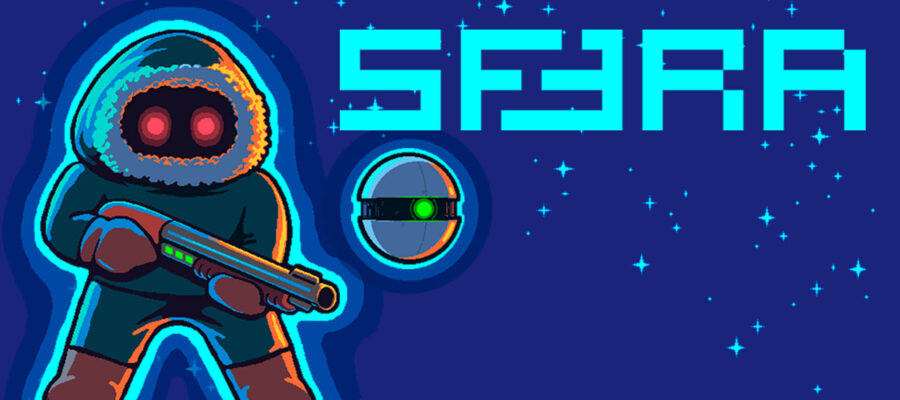 Promotional image for SF3RA with a robot and drone on a blue background with stars. Published on LadiesGamers