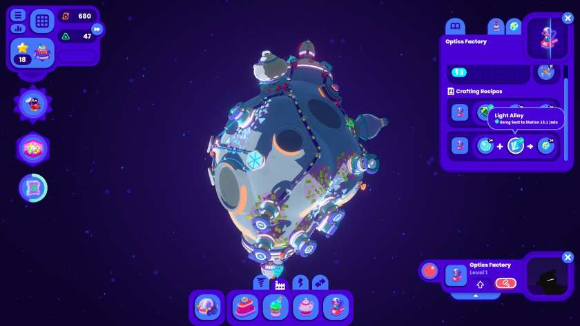 A planet has several machines mining raw materials out of it in Star Birds.