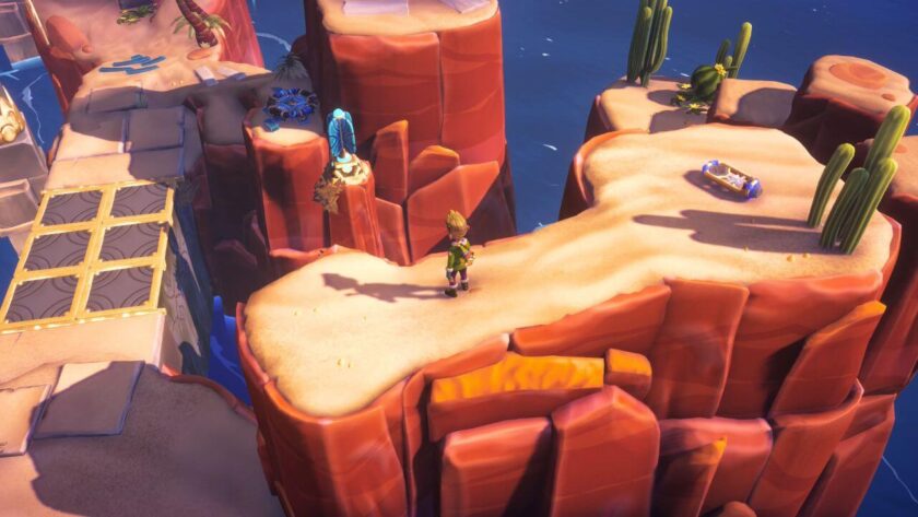 Character standing on some high rocks above the extended bridge. Published on: LadiesGamers