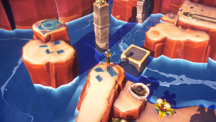 Character standing on a rocking, with the treasure stone visible in the background. Published on: LadiesGamers