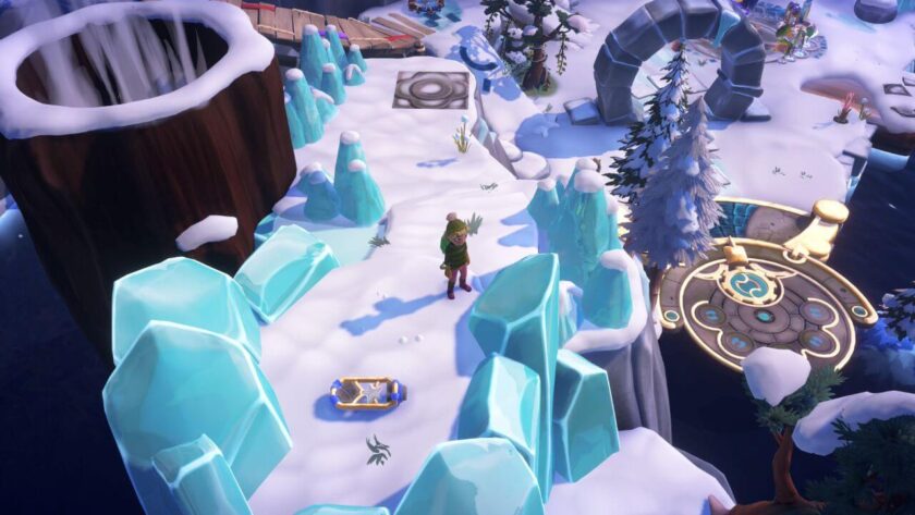 Character standing on a mountain, above the elevator in the final area. Published on: LadiesGamers