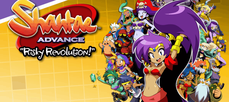 Promotional image for Shantae Advance: Risky Revolution showing Shantae and friends. Published on LadiesGamers
