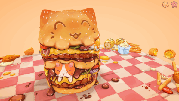 Umami puzzle completed, a double sandwich with a cute cat!